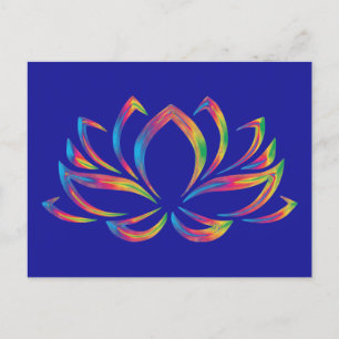 Rainbow colors lotus flower Mindfulness Postcard