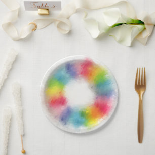 Rainbow Colors Modern Elegant Trendy Template Paper Plate