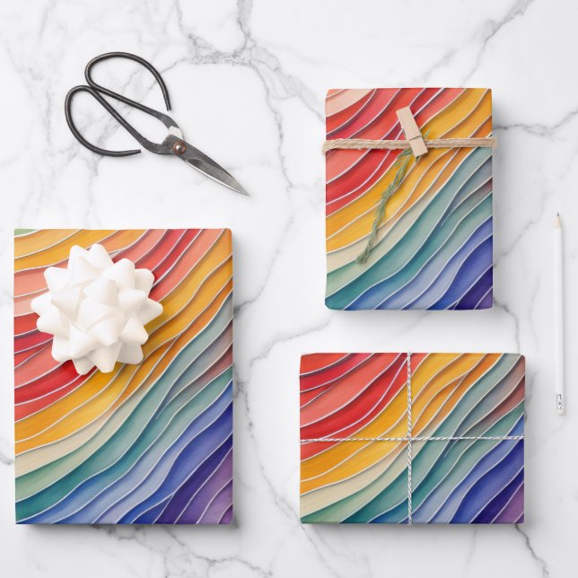 Rainbow colors wrapping paper sheet (Front)