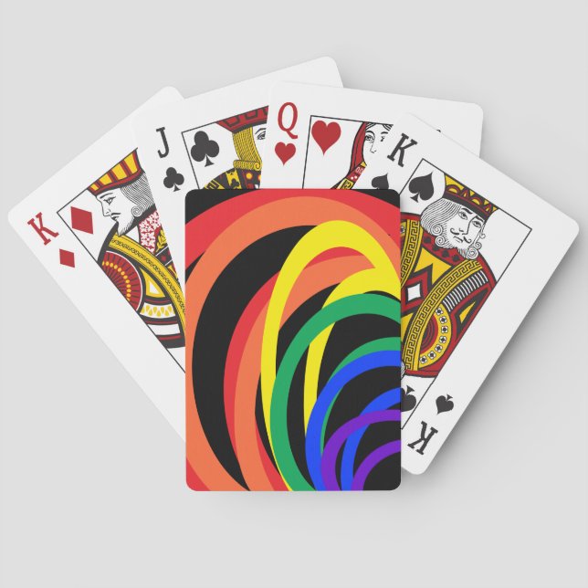 Rainbow Colour Abstract Crescent Playing Cards (Back)