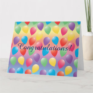 Rainbow Colour Balloons Greeting Card or Note Card