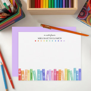 Rainbow Colour Books Custom Teacher's Card