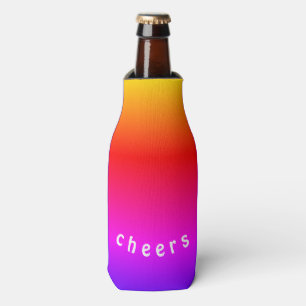 Rainbow Colour Bottle Cooler Cheers - Custom Text