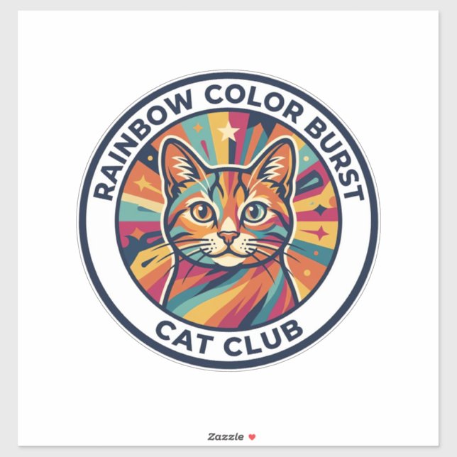 Rainbow Colour Burst Cat Cute Kitty Design - Rainb (Sheet)
