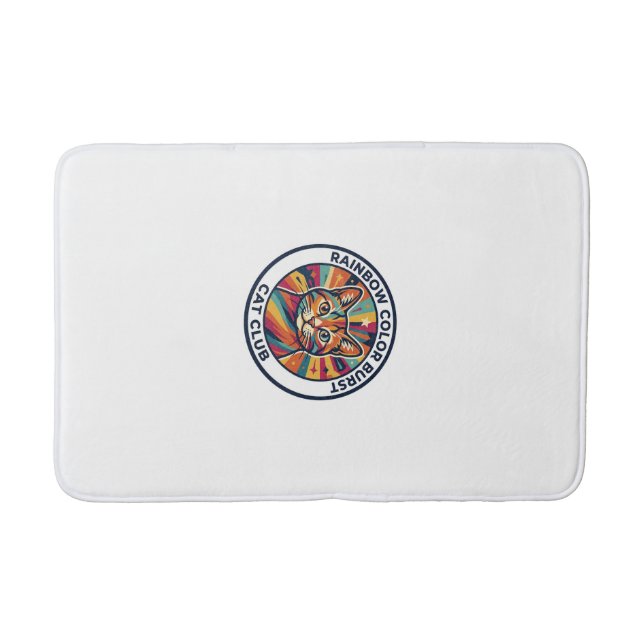 Rainbow Colour Burst Cat Cute Kitty Design - Rainb Bath Mat (Front)