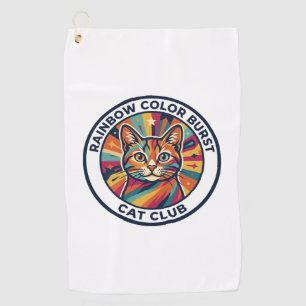 Rainbow Colour Burst Cat Cute Kitty Design - Rainb Golf Towel