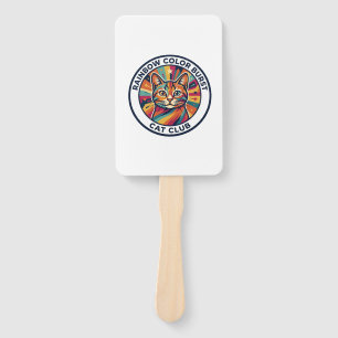 Rainbow Colour Burst Cat Cute Kitty Design - Rainb Hand Fan