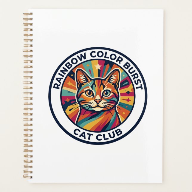 Rainbow Colour Burst Cat Cute Kitty Design - Rainb Planner (Front)