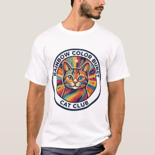 Rainbow Colour Burst Cat Cute Kitty Design - Rainb T-Shirt