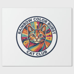 Rainbow Colour Burst Cat Cute Kitty Design - Rainb Wrapping Paper