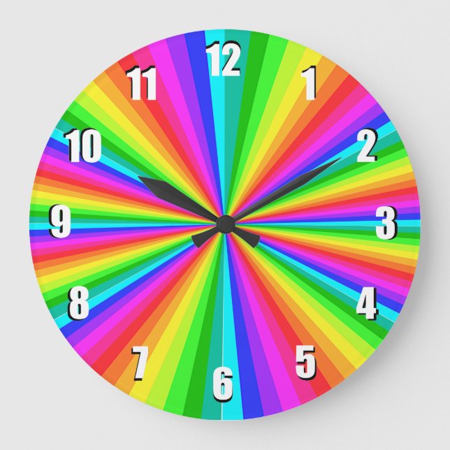 Rainbow Colour Burst Rainbow Wall Clock (Front)