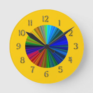 Rainbow Colour Burst Round Clock