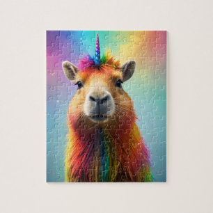 Rainbow Colour Capybara Unicorn, Jigsaw Puzzle