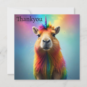 Rainbow Colour Capybara Unicorn, Thank You Card