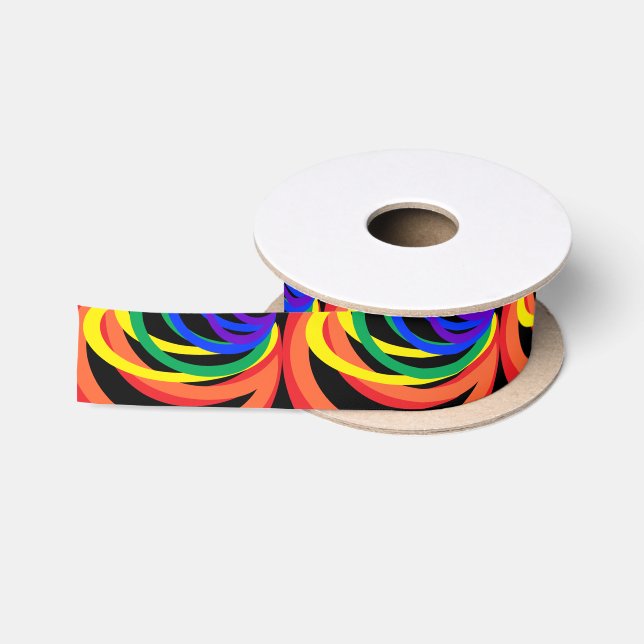 Rainbow Colour Crescent Abstract Ribbon Satin Ribbon (Spool)