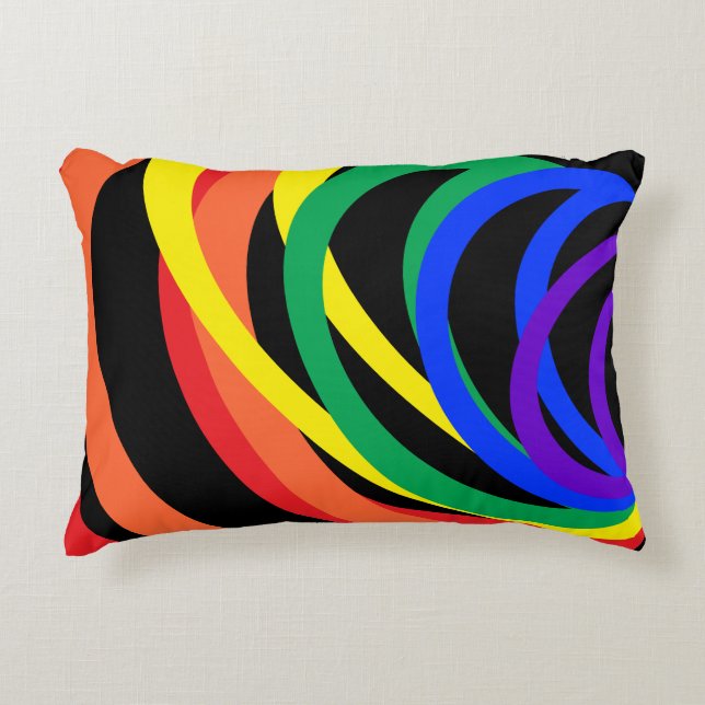 Rainbow Colour Crescents Abstract Accent Pillow (Front)
