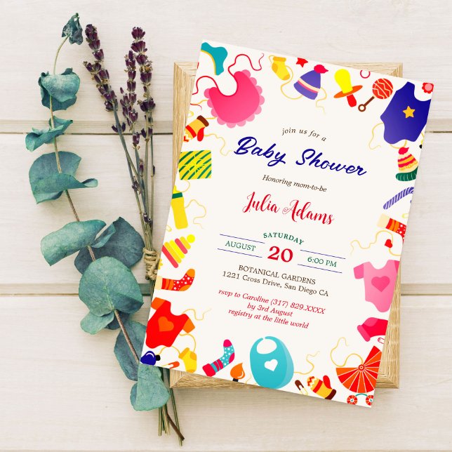 Rainbow Colour Cute Wardrobe Baby Shower Invitation (Creator Uploaded)