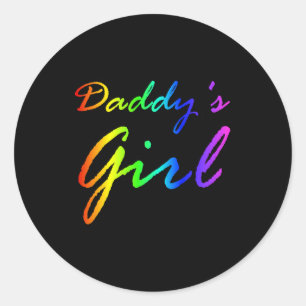 Rainbow Colour Daddy's Girl  Classic Round Sticker