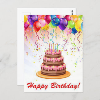 Rainbow Colour Fireworks Birthday Post Card