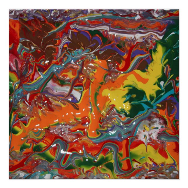 Rainbow Colour Flow Paint Art Poster (Front)