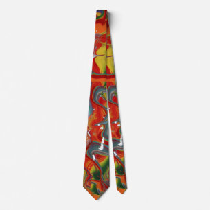 Rainbow Colour Flow Paint Art Tie