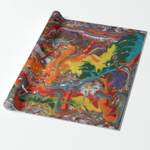 Rainbow Colour Flow Paint Art Wrapping Paper