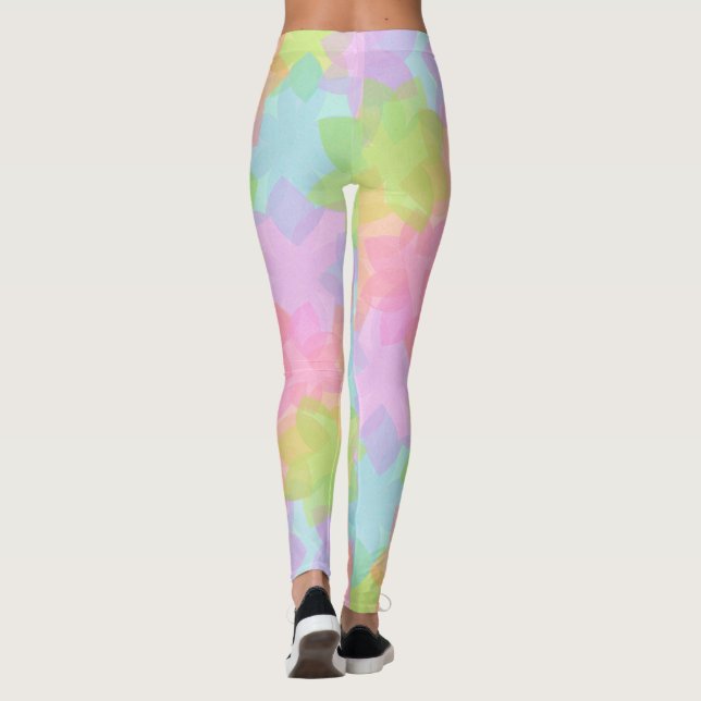 Rainbow colour flower design, Many colours pattern Leggings (Back)