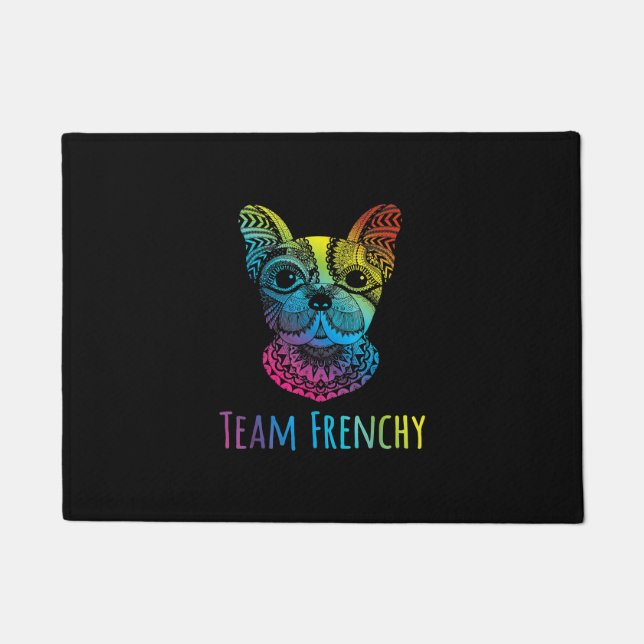 rainbow colour french bulldog gift doormat (Front)