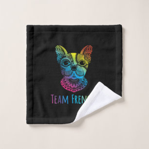 rainbow colour french bulldog gift wash cloth