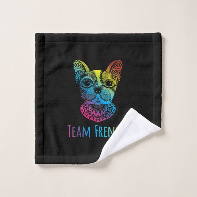 rainbow colour french bulldog gift wash cloth (Wash Cloth)