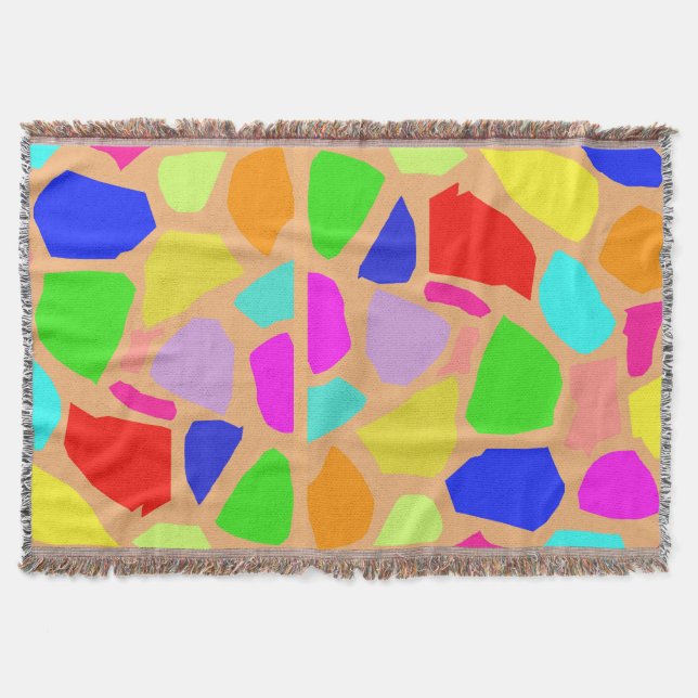 Rainbow Colour Giraffe Texture Throw Blanket (Front)
