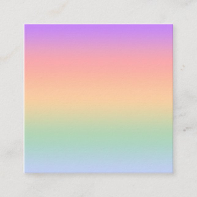 Rainbow colour gradient background square business card (Front)