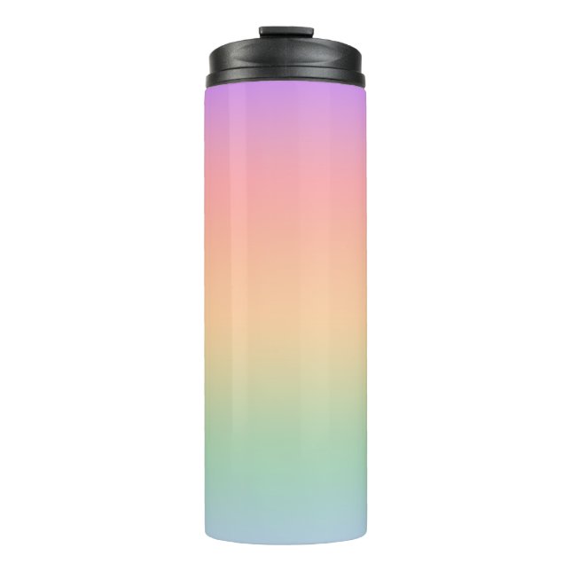 Rainbow colour gradient background thermal tumbler (Front)