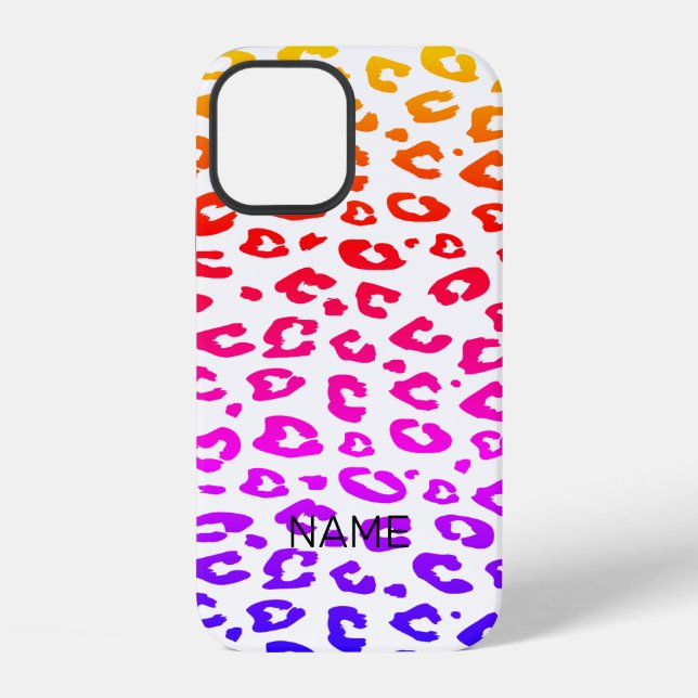 Rainbow colour ombre gradient leopard pattern iPhone case (Back)