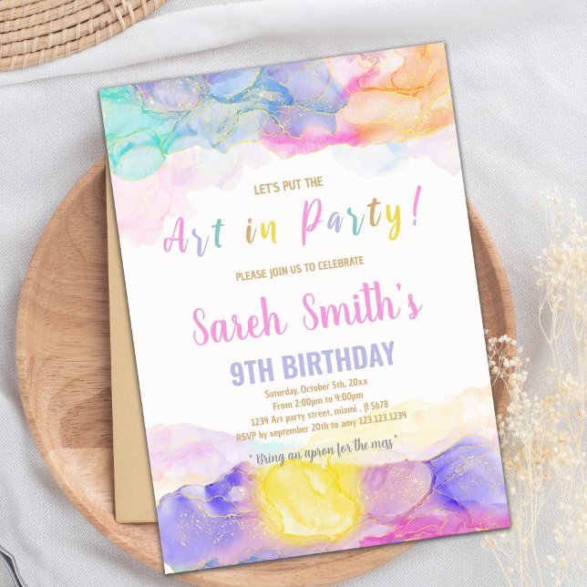 Rainbow Colour Paint Birthday Invitation (Rainbow Color Paint Birthday Invitations)