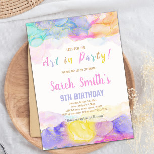 Rainbow Colour Paint Birthday Invitations