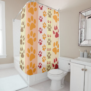 Rainbow Colour Paw Prints Shower Curtain
