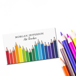 Rainbow Colour Pencils Art Teacher Artist Studio Business Card