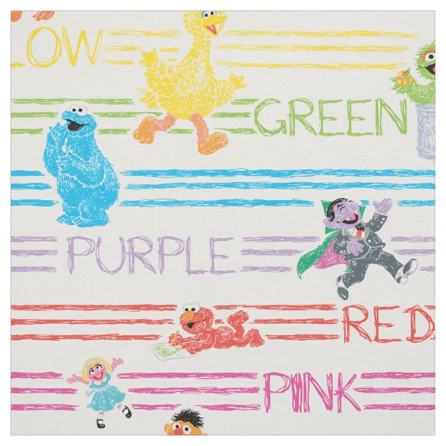 Rainbow Colour Sesame Pals Pattern Fabric (Swatch)