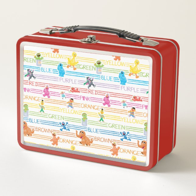 Rainbow Colour Sesame Pals Pattern Metal Lunch Box (Front)