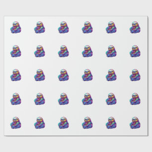 Rainbow Colour Sloth Art Long Sleeve T-Shirt Wrapping Paper