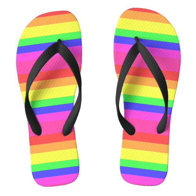 Rainbow Colour Spectrum Stripes Design Jandals (Footbed)