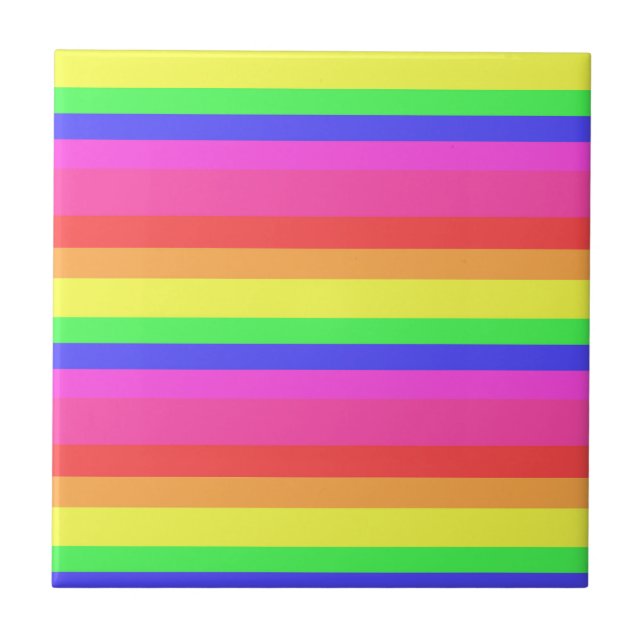 Rainbow Colour Spectrum Stripes Design Tile (Front)