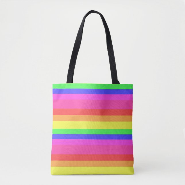 Rainbow Colour Spectrum Stripes Design Tote Bag (Front)