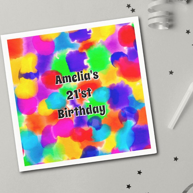 Rainbow Colour Splash Personalised  Napkin (Creator Uploaded)