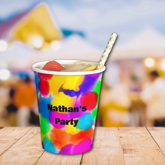 Rainbow Colour Splash Personalised  Paper Cups (Creator Uploaded)