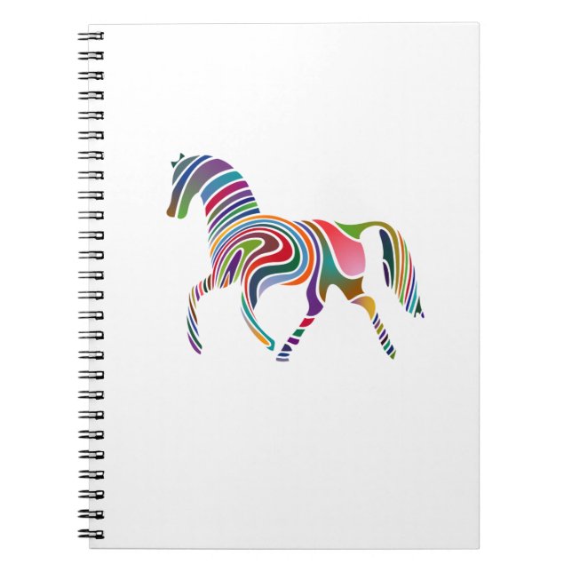 Rainbow Colour-Striped Horse Notebook (Front)