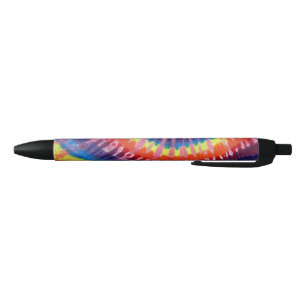 Rainbow colour tie dye pattern black ink pen