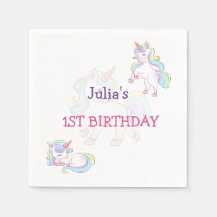 Rainbow colour Unicorn baby girl birthday Napkin