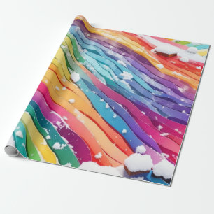 Rainbow Colour wave Line Wrapping Paper